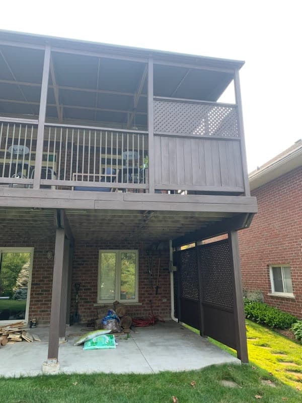 Deck power washing removing years of dirt and grime